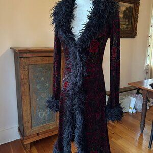 Vintage Betsey Johnson duster coat in velvet Frankie loves Johnny duster coat